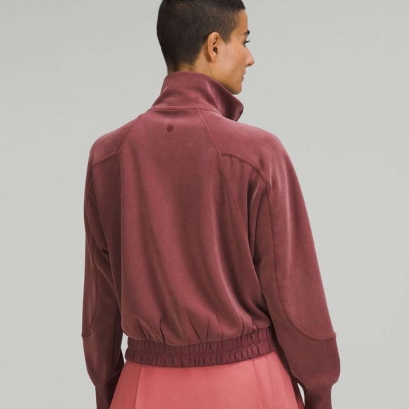 Lululemon Brushed Softstreme Funnel-neck Zip Up Size 6 Red Merlot - Picture 3 of 5